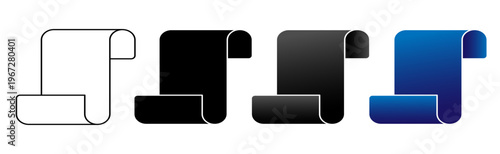 Paper Scroll Icon Set for Web and Print Documents