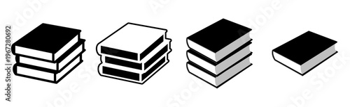 Set of Book Stack Icons in Different Styles for Education Design