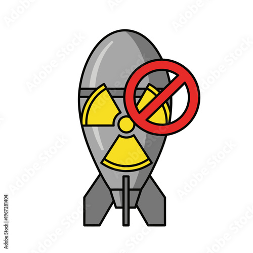 Nuclear Bomb with Forbidden Sign, Atomic Weapon Prohibition Symbol