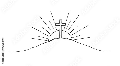Cross on a Hill with Sun.