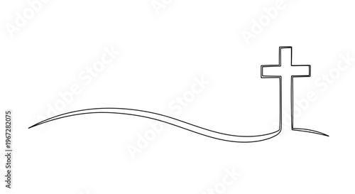 Simple Cross Symbol Religious Icon.