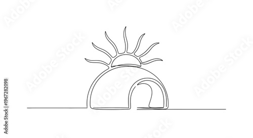 Simple line drawing of igloo house.