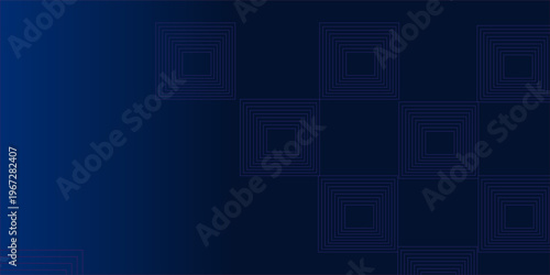 A professional dark blue gradient background featuring a minimalist pattern of thin nested squares on the right side, leaving ample copy space for text, ideal for corporate presentations