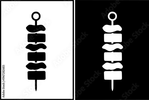 Kebab vector icon illustration, in silhouette and negative space version, for food design, isolated on transparent background PNG