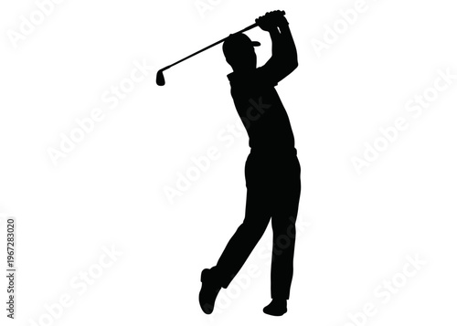 Golfer Swing Silhouette Vector Isolated on White Background_26