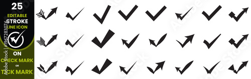 Editable check mark vector icon set. Collection of tick mark and approval sign design
