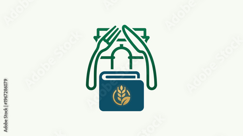 Minimalist Icon of Cooking Recipe Book with Cutlery