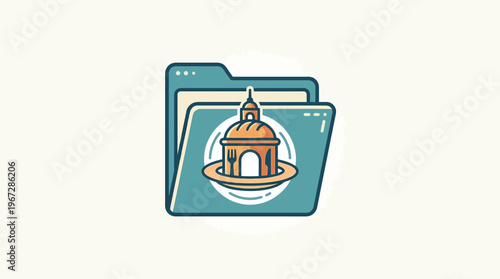 Online Restaurant Menu Icon In a Folder