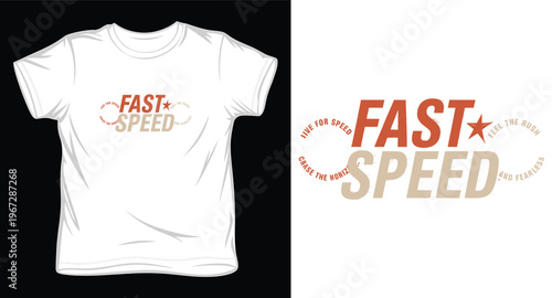 Fast speed creative typographic tshirt layout featuring infinity loop and orange stars