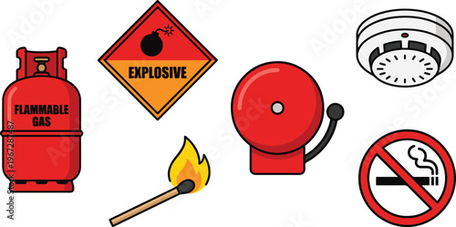 Warning signs and symbols indicate hazardous materials nearby outdoors daily.