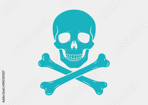 Skull and crossbones symbol line drawing