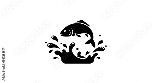 Black silhouette of a jumping fish.
