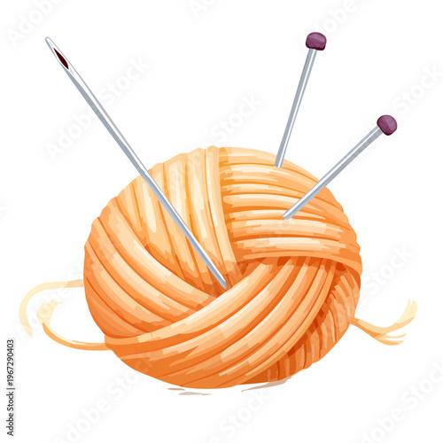 Unfertiger gestrickter Pullover mit Nadeln