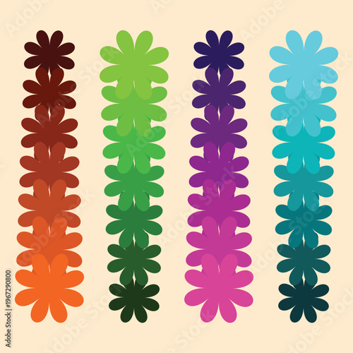 stylized floral chain effect with overlapping scalloped circles vector illustration