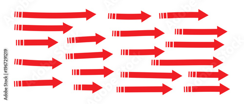 A simple flat design graphic featuring red rectangles of varying sizes on a white background, suitable for use in marketing materials or as a design element.