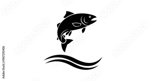 Black silhouette of a jumping fish.