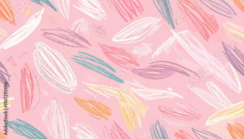 Abstract background of pastel-colored brush strokes on a soft pink canvas, evoking a gentle and artistic aesthetic for design projects
