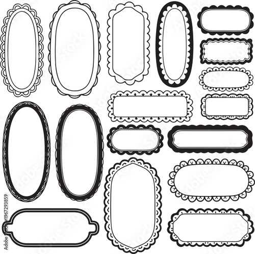 Collection of various oval and rectangular picture frame borders