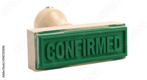 Green confirmed stamp on vintage paper with white cotton ball