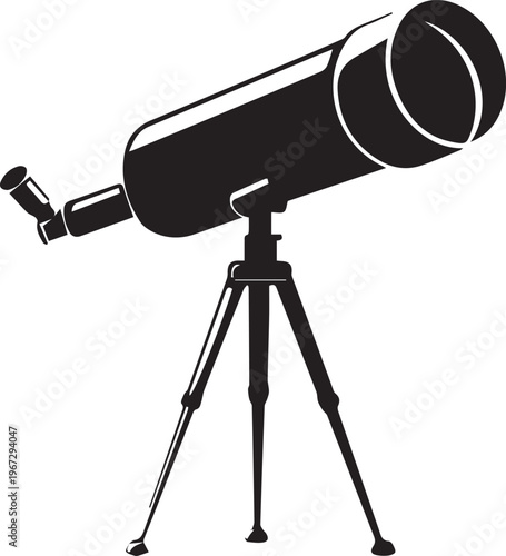 Celestial Gaze: An eye-level shot of a detailed telescope, standing at the ready and gazing towards the celestial wonders.
