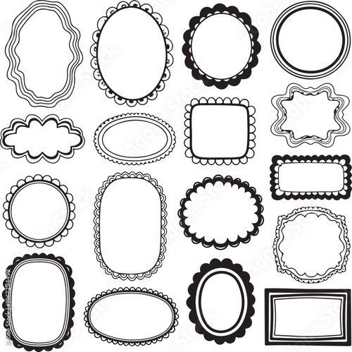 Collection of various ornate and decorative picture frame borders and shapes