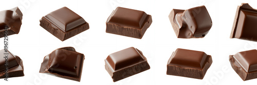 Milk chocolate pieces on white background chocolate chunks brown