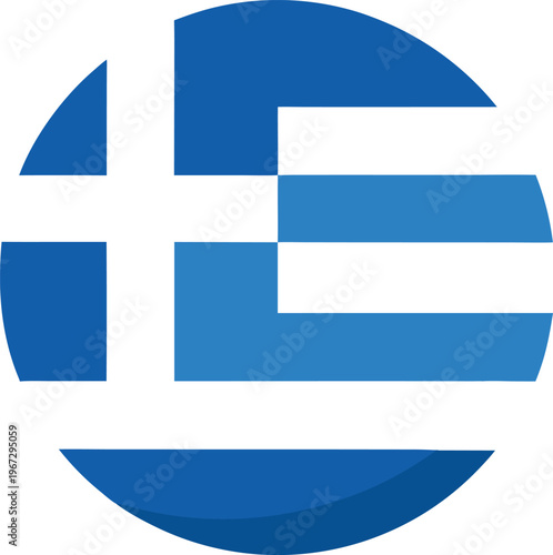 greece flag round circle icon flat vector design