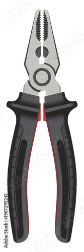 Of pliers with black and red handles tool