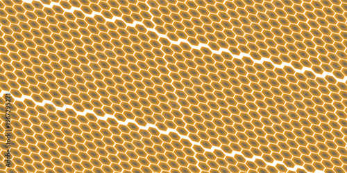 Abstract pattern seamless yellow hexagon honeycombs on a white background. Honey comb background pattern symbol vector design