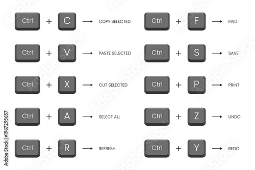 black common keyboard shortcut icon set
