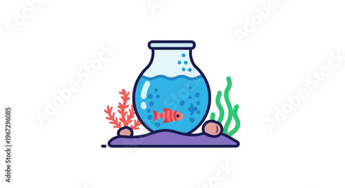 Fish in a glass aquarium bowl.