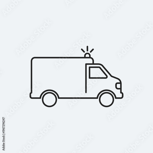 Emergency medical services ambulance vehicle icon on white background.