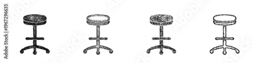 Sketch stool chair icon design set