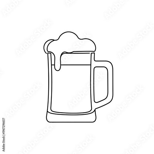 Outline of a Beer Mug with Frothy Foam Simple and Clean Design.