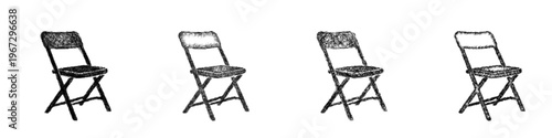 Sketch folding chair icon design set