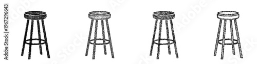 Sketch bar stool icon design set