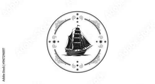 Sailing Ship Icon Design Emblem.
