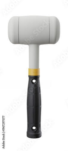 Soft faced hammer with white and yellow handle white handle black grip