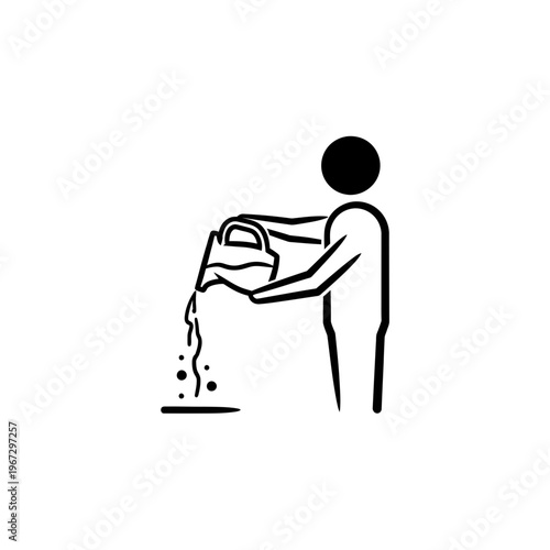 Person watering something with a watering can simple illustration.