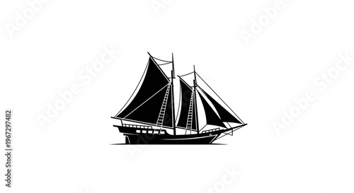 Sailing boat with two sails.