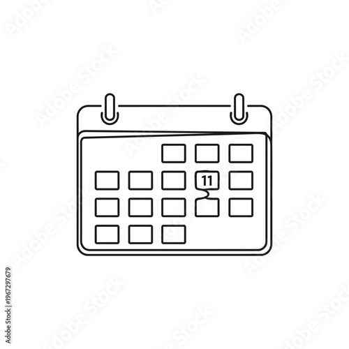 Simple calendar icon with the number eleven displayed on the date.