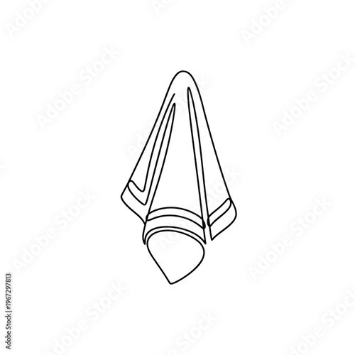 Simple line art illustration of a folded towel hanging on a hook.