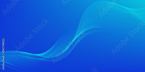 Abstract blue vector banner. Minimalist background with trendy wavy lines for business presentations, web header designs with copy space for text.