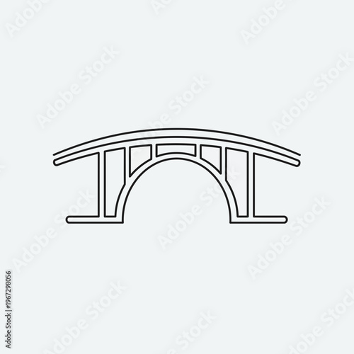 Simple outline drawing of a classic arched bridge structure with supporting pillars.