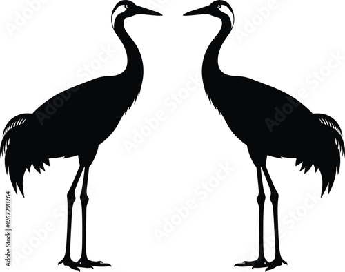 Pair of Heron Silhouettes for Nature, Wildlife, and Birdwatching Illustrations"