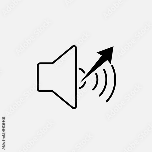Sound amplification icon with an upward arrow representing increased volume and audio.