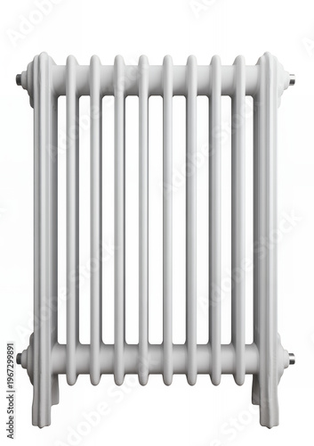 White cast iron radiator with vertical tubes heating