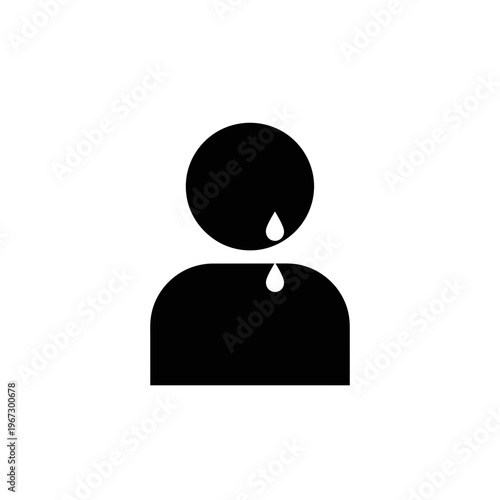 Sad person with tears flowing down showing grief and sorrow feeling down.