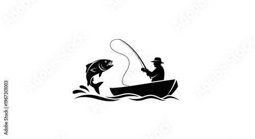 Man fishing in a small boat.