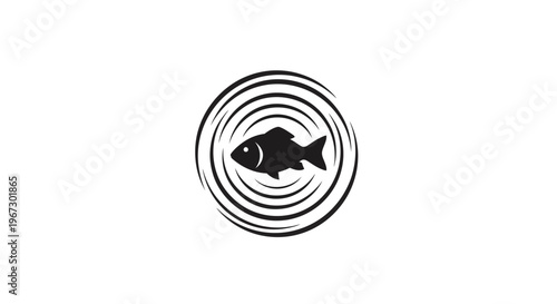 Black fish swimming in circular motion.